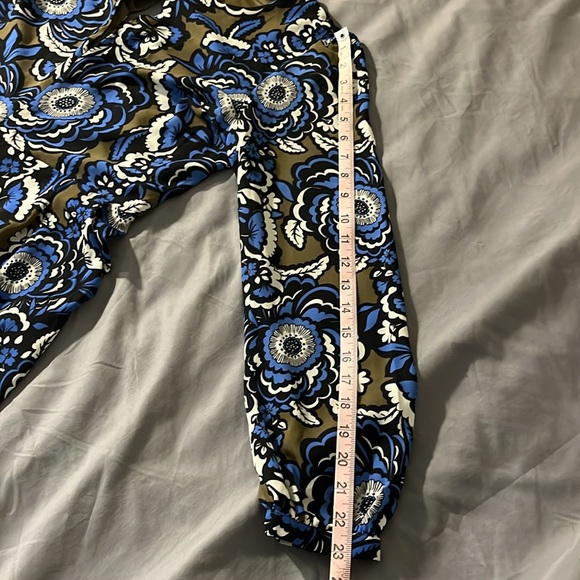 Express Womens Blue Pop Floral Culottes Jumpsuit Mid Calf Long Sleeve - Picture 9 of 16